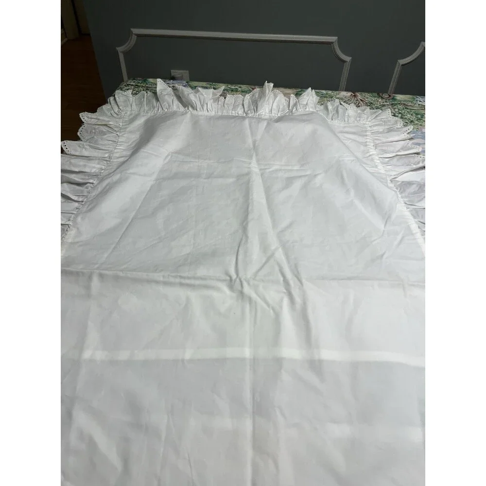 Ralph Lauren White Eyelet Lace Ruffled King Size Bed Sham